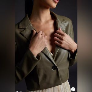 AVEC LES FILLES CROPPED FAUX LEATHER JACKET